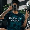 Teal menace to society embroidered tie dye T-shirt by Madness & Mayhem LLC