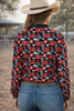 Stay Wild Quarter Button Long Sleeve Pullover Rodeo Shirt Blouse by Neon Spur