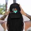 Turquoise harley Trucker Hat by Madness & Mayhem LLC