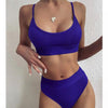 Women Bikini Sets Solid Color Ruffled Swimwear Bathing Suits 2 Piece Split Push Up Bandage Beachwear Women's Bikini Scoop Neck Straps Cutout Crop Top Lace Up Bottom Comfortable Two Piece Swimsuits by Stevvex