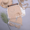 Bikini Set Woman Crochet Shell Tassel Bikini Top And Seashell Beach Skirt Lace See Through Bikini Women Beach Summer 2 Piece Outfits Crochet Mesh Bikini Top and Skirt Set by Stevvex