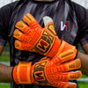 Orange Hybrid Cut Pro-Level Goalkeeper Gloves - ONEKEEPER FUSION Contact Orange and White