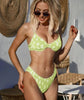 Bikini Ditsy Floral Tie Front Bandeau V Neck 2 Piece Swimsuit for Women – High Cut Cheeky Bikini Set with Hollow Out Detail and Stretchy Polyamide Fabric – Flirty Summer Beachwear for Poolside Style and Tropical Getaways by Stevvex