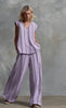 Women’s Sleeveless Striped Top and Full-Length Pants Set by FitiqueFit