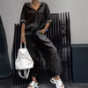 Women’s Cotton Linen Long Sleeve Top and Pants Set by FitiqueFit