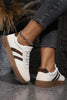 White Textured Woven PU Leather Leopard Patchwork Flat Sneakers by Wild and Free Boutique