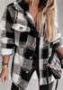 Autumn And Winter Long Sleeve Double Pocket Plaid Furry Coat Women