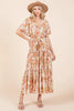 New Summer Floral Tie Waist Flutter Sleeve Tiered Dress – Graceful and Feminine Dress with Bohemian Charm and Flattering Tie Waist by Stevvex