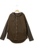 Black Button Up Contrast Knitted Sleeves Hooded Jacket