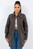 American Bazi Distressed Button Up Long Sleeve Jacket Trendy Buttoned Jacket with Distressed Finish for Women by Stevvex