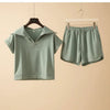 Half-Zip Lapel Sweatshirt & Shorts Two-Piece Set | 6 Colors by FitiqueFit