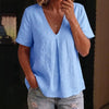 Women's Pleated Cotton-Linen Short-Sleeve Shirt – 5 Colors S–XXL by FitiqueFit