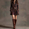 Women's Elegant Plaid Long Sleeve Mini Dress | Belted by FitiqueFit
