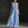 Women’s V-Neck Halter Neck Wide-Leg Jumpsuit by FitiqueFit