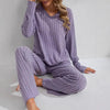 Women’s Ribbed Long Sleeve Top and Pants Loungewear Set by FitiqueFit
