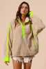 BiBi Contrast Edge Half Zip Up Sherpa Jacket by FitiqueFit
