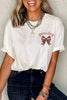 White Game Day Bowknot Embroidered Graphic Casual Tee by Wild and Free Boutique
