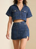 Short Sleeve Cropped Top and Skort Denim Set by Wild and Free Boutique