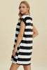 Full Size Striped Round Neck Cap Sleeve Mini Dress For Women – Striped Mini Dress, Full-Size Round Neck Dress, Comfortable Cap Sleeve Dress, Chic Striped Dress, Flattering Mini Dress, Casual Everyday Dress, Versatile Striped Dress by Stevvex