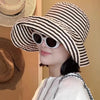 Women's Wide-Brim Striped Sun Hat – UV Protection & Adjustable Fit by FitiqueFit