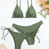 Essential Edge 3-Piece Bikini Set for Women – Solid Color High-Cut Triangle Top Two-Style Bottoms with Side Lace-Up Design & Quick-Drying Comfort – Versatile Women's Swimwear for Summer Pool Beach & Travel by Stevvex