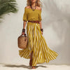 Women's Off-Shoulder Top & Slit Maxi Skirt Set by FitiqueFit