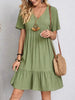 Classic Full Size V-Neck Short Sleeve Dress Casual & Comfortable Dress for Women by Stevvex