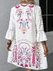 Exquisite Summer Feminine Lace Detail Printed Dress Chic Midi Lightweight Dress by Stevvex