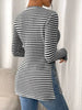 Slit Striped Long Sleeve Casual T-Shirt by Simply Love
