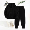 Women's Solid 2-Piece Set Letter Print Hoodie With Pocket by FitiqueFit