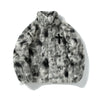 Retro Cross Embroidered Lambswool Faux Rabbit Fur Coat Men And Women Loose Couple Cotton Clothes