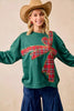BiBi Plaid Ribbon Bow Detail Christmas Fleece Pullover by FitiqueFit