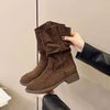 Solid Color Chunky Heel Ankle Boots Women | Versatile Style by FitiqueFit