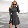 European And American Striped Round Neck Knitted Dress Sweater Women