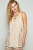 POL Lace Up Crochet Lace Tank