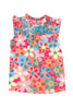 Pink Embroidered Detail Floral Print Ruffle Trim Tank Top
