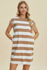 Full Size Striped Round Neck Cap Sleeve Mini Dress For Women – Striped Mini Dress, Full-Size Round Neck Dress, Comfortable Cap Sleeve Dress, Chic Striped Dress, Flattering Mini Dress, Casual Everyday Dress, Versatile Striped Dress by Stevvex