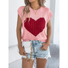Women’s Heart Color Block Knit Top – Casual Sleeveless Valentine Tank by FitiqueFit