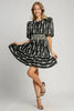 Elegant Black Ribbon Print Dress Stylish Contrast Half Sleeve Dress for Women by Stevvex