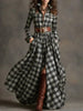 Women's Plus Size Plaid Print Long Sleeve Shirt Dress with Pockets by FitiqueFit