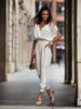 Women's Hollow-Out Knitted Top & Linen Pants Two-Piece Set by FitiqueFit