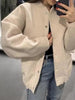 Autumn Casual Full Size Drop Shoulder Snap Down Jacket with Buttoned Front and Pockets by Stevvex