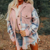 Women's Notch Lapel Check Print Long Sleeve Shirt by FitiqueFit