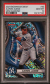 Graded 2024 Topps Bowmans Best Aaron Judge #43 Mini Diamond #/299 Baseball Card PSA 10 Gem Mint