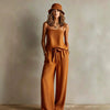 Women's Spaghetti Strap Cami Top & Wide-Leg Pants Two-Piece Set by FitiqueFit