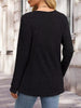 Ribbed Knit Button-Front Long Sleeve T-Shirt by Simply Love