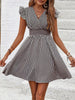 Women's Mini Dress V Neck Flutter Sleeve Striped Summer Dress by FitiqueFit