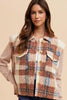 Women Brown Faux Fur Plaid Button-Up Jacket Soft Jacket For Girls Jacket With Closure by Stevvex