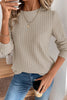 Jet Stream Ribbed Texture Round Neck Long Sleeve Rounded Hem Knit Top by Wild and Free Boutique