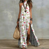 Women's Sleeveless Split Floral Print Maxi Dress by FitiqueFit